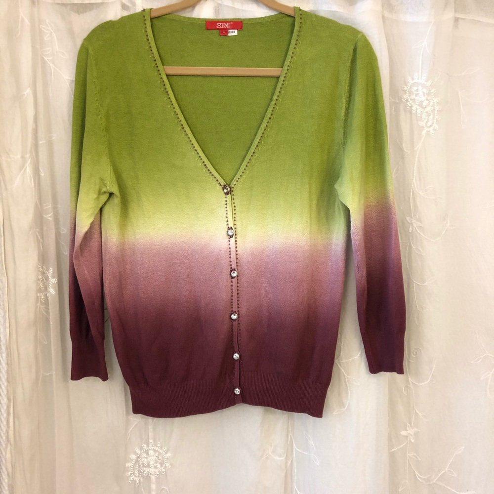 V neck button up sweater